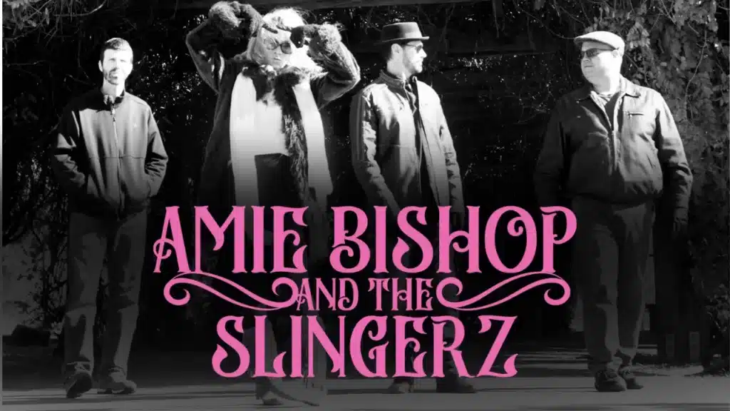 Amie Bishop & The Slingerz Band Promo Photo with Pink Logo Arkansas Vanzig Studios